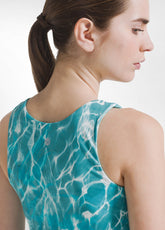 Microfiber Tank Top With All-Over Print - Blue - AQUA | DEHA