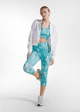 SET TOP SPORTIVO E LEGGINGS 7/8 ALLOVER IN MICROFIBRA BLU - | DEHA