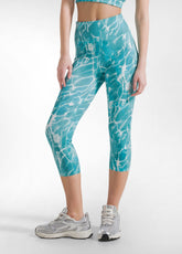 SET TOP SPORTIVO E LEGGINGS 7/8 ALLOVER IN MICROFIBRA BLU - | DEHA