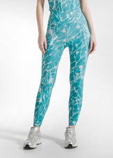 Allover Print Microfiber Leggings - Blue - AQUA | DEHA