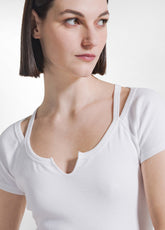 Fitted Ribbed T-Shirt - White - WHITE | DEHA