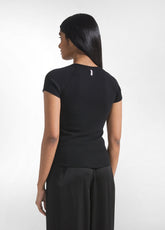 T-SHIRT ADERENTE IN COSTINA NERO - BLACK | DEHA