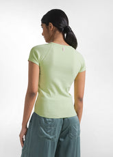 T-SHIRT ADERENTE IN COSTINA GIALLO - LIME | DEHA