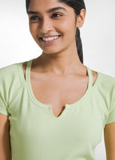 T-SHIRT ADERENTE IN COSTINA GIALLO - LIME | DEHA