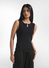 CANOTTA A COSTINE NERO - Canotte e Reggiseni sportivi | DEHA