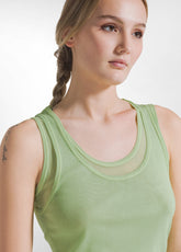 Layered Tulle Tank Top - Green - LIME GREEN | DEHA