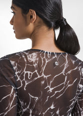 Tulle T-Shirt With Allover Print - Black - BLACK | DEHA