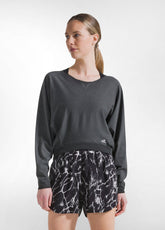 Faded Effect Cropped Sweatshirt - Black - BLACK | DEHA