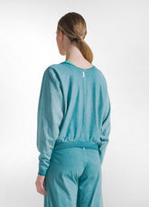 Faded Effect Cropped Sweatshirt - Green - PEACOCK GREEN | DEHA