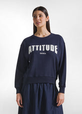 FELPA GIROCOLLO CON STAMPA E BORCHIETTE BLU - New In | SS26: READY WHEN YOU ARE | DEHA