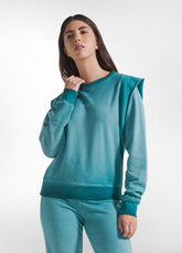 COMPLETO FELPA GIROCOLLO E PANTALONI FLARE EFFETTO SFUMATO VERDE - | DEHA