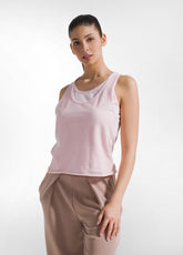 CANOTTA IN JERSEY CON DETTAGLI IN RETE ROSA - New In | SS26: READY WHEN YOU ARE | DEHA