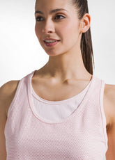 JERSEY TANK TOP WITH PINK MESH DETAILS - BLUSH PINK | DEHA