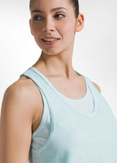 JERSEY TANK TOP WITH MESH DETAILS BLUE - AQUA BLUE | DEHA