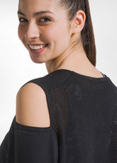 TS-SHIRT IN JERSEY CON DETTAGLI IN RETE NERO - BLACK | DEHA