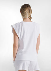 T-SHIRT IN FELPA CON DETTAGLI IN RETE BIANCO - WHITE | DEHA