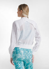 Crumpled-Effect Bomber Jacket With Mesh Insert - White - WHITE | DEHA