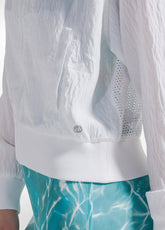 Crumpled-Effect Bomber Jacket With Mesh Insert - White - WHITE | DEHA