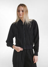 BOMBER EFFETTO STROPICCIATO CON INSERTO IN RETE NERO - BLACK | DEHA