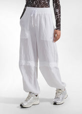 JOGGER AMPI IN VISCOSA EFFETTO STROPICCIATO BIANCO - WHITE | DEHA