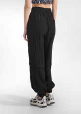 OVERSIZED CRINKLE-EFFECT VISCOSE BOMBER AND JOGGER SET BLACK - | DEHA