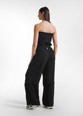 BLACK CRINKLE-EFFECT VISCOSE JUMPSUIT - BLACK | DEHA