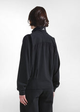 Zip-Hoodie Mit Viskose-Detail In Crinkle-Optik - Schwarz - BLACK | DEHA