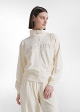 FELPA CON ZIP E DETTAGLIO IN VISCOSA EFFETTO STROPICCIATO BIANCO - Best Sellers | DEHA