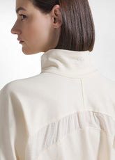 FELPA CON ZIP E DETTAGLIO IN VISCOSA EFFETTO STROPICCIATO BIANCO - CREAM | DEHA