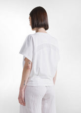 Crinkled-Effect Sweatshirt With Viscose Detail - White - WHITE | DEHA