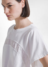 SWEATSHIRT SET WITH DETAIL AND WIDE VISCOSE CRINKLE-EFFECT TROUSERS IN WHITE - | DEHA