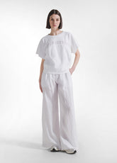 Sweatshirt In Crinkle-Optik Mit Viskose-Detail - Weiss - Sweatshirts und Pullover | DEHA