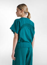 Sweatshirt In Crinkle-Optik Mit Viskose-Detail - Gruen - PEACOCK GREEN | DEHA