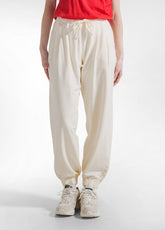 Crinkled-Effect Pleated Joggers With Viscose Detail - White - CREAM | DEHA