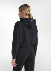 FELPA CON CAPPUCCIO FULL-ZIP IN TESSUTO STRETCH NERO - BLACK | DEHA