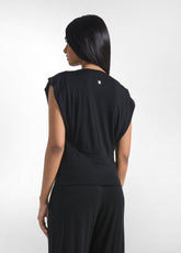 SET AUS T-SHIRT UND GERADER HOSE AUS VISKOSE-STRETCH SCHWARZ - | DEHA