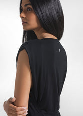 SET AUS T-SHIRT UND GERADER HOSE AUS VISKOSE-STRETCH SCHWARZ - | DEHA