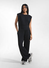 BLACK STRETCH VISCOSE T-SHIRT AND STRAIGHT-LEG TROUSER SET - Everyday Sets | DEHA