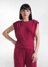 COMPLETO T-SHIRT E PANTALONE DRITTO IN VISCOSA STRETCH ROSSO - | DEHA