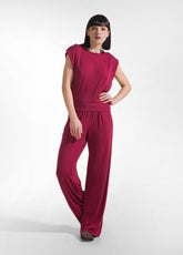 RED STRETCH VISCOSE T-SHIRT AND STRAIGHT-LEG TROUSERS SET - Everyday Sets | DEHA