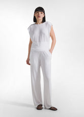 PANTALONE DRITTO IN VISCOSA STRETCH BIANCO - WHITE | DEHA