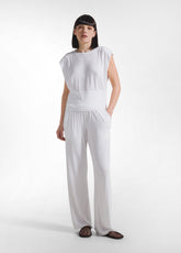 STRETCH VISCOSE T-SHIRT AND STRAIGHT-LEG TROUSER SET IN WHITE - Everyday Sets | DEHA