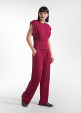 COMPLETO T-SHIRT E PANTALONE DRITTO IN VISCOSA STRETCH ROSSO - | DEHA