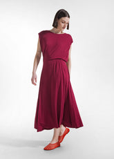 ABITO IN VISCOSA ECOVERO CON OVERLAY LATERALE ROSSO - Vestiti, Gonne e Tute | DEHA