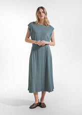 Kleid Aus Ecovero-Viskose Mit Seitlichem Überlagerungsdetail - Gruen - TEAL GREEN | DEHA