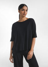 T-SHIRT FLUIDA IN VISCOSA NERO - Activewear | DEHA