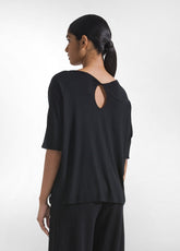 T-SHIRT FLUIDA IN VISCOSA NERO - BLACK | DEHA