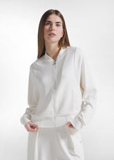 FULL ZIP BOMBER AND PLEATED TROUSERS SET IN WHITE MODAL - | DEHA
