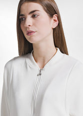 FULL ZIP BOMBER AND PLEATED TROUSERS SET IN WHITE MODAL - | DEHA