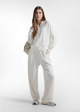 FULL ZIP BOMBER AND PLEATED TROUSERS SET IN WHITE MODAL - Everyday Sets | DEHA